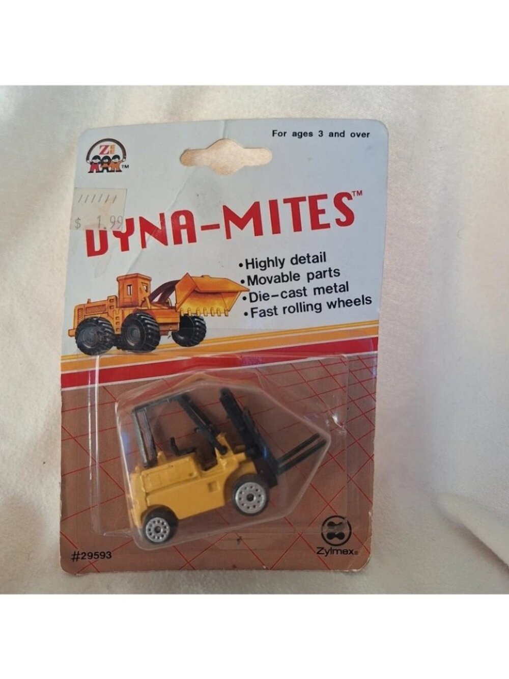 Dyna Mites Forklift Diecast 1993 Vintage Zee Toys Construction Vehicle